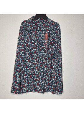 NWT State of Day Women's Ribbed Notched-Collar Pajama Top